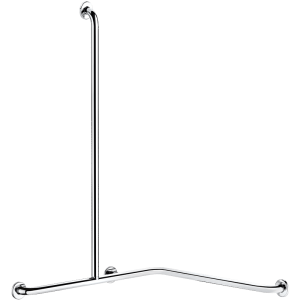 Barre de douche d'angle avec remontée verticale Inox brillant