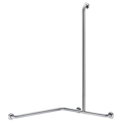 Barre de douche d'angle avec remontée verticale Inox satiné