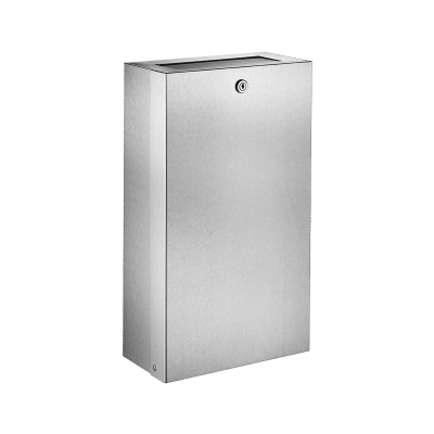 Poubelle inox rectangulaire murale avec trappe et serrure, 16 litres