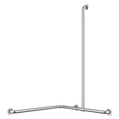 Barre de douche d'angle avec remontée coulissante Inox satiné