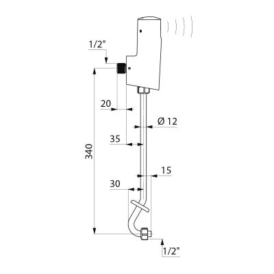 Robinet d'urinoir automatique TEMPOMATIC 4 à pile intégrée, équerre avec  tubulure (réf. 479416) - DELABIE