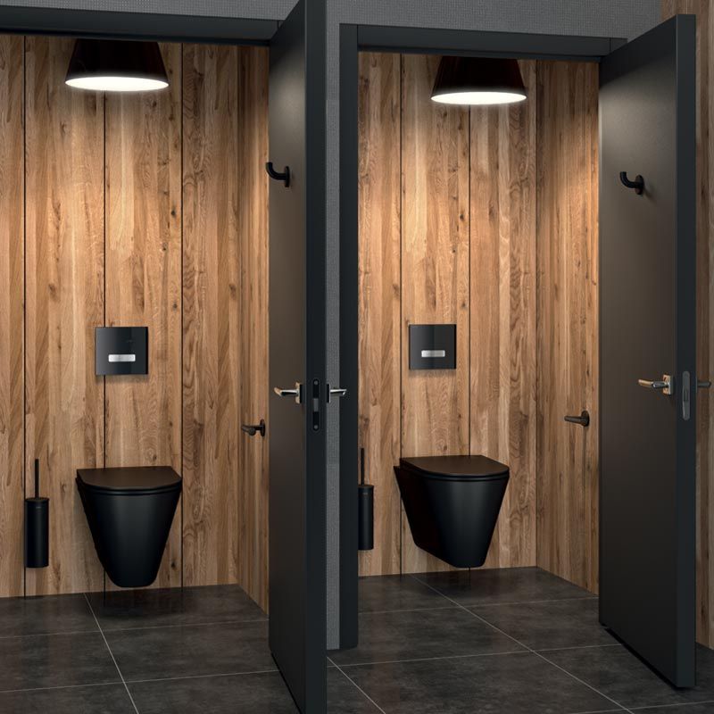 Porte-balai mural avec brosse WC (réf. 4051BK) - DELABIE