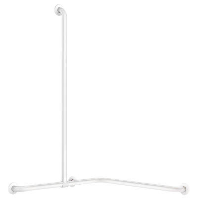 Haakse Basic greep 2 muren met verstelbare verticale stang Ø 32, wit