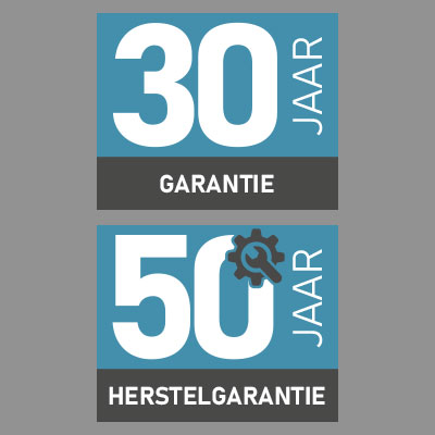 DELABIE: garantie verlengd tot 30 jaar en herstelgarantie gedurende 50 jaar